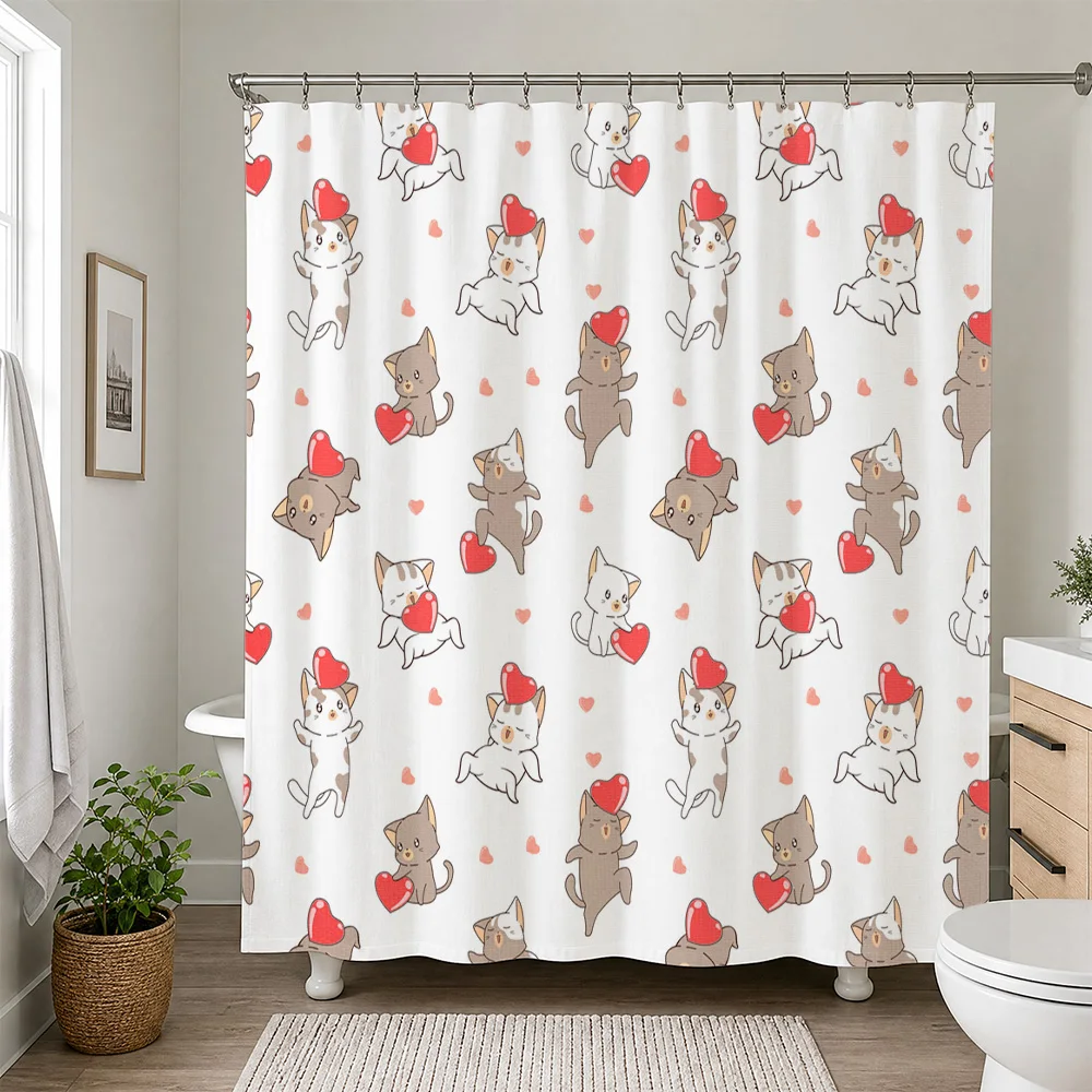Waterproof Cartoon Puppy Dog Shower Curtain Bathroom Decor Cute Animal Print Shower Curtain Liner for Modern Home Bathroom Bathr