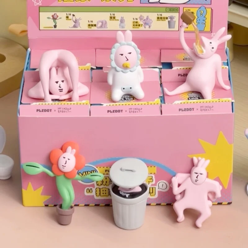 

Figures Toys Pink Bunny Abstract Series Surprise Lucky Blind Box Mannequin Quirky Ornaments Tide Play Jewelry Christmas Gifts