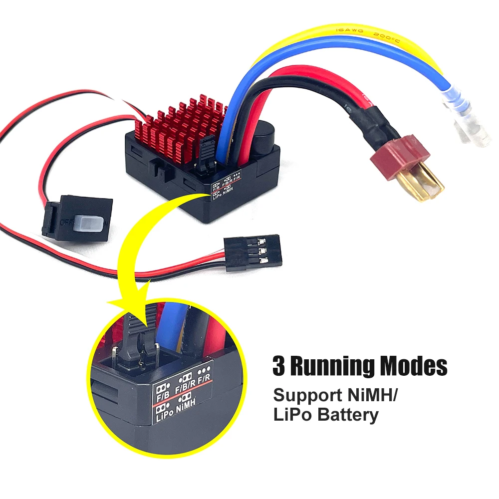 9IMOD 60A 80A ESC Brushed ESC 2-3S LiPo for 1/10 1/12 RC Car Crawler Truck with 550 Motors