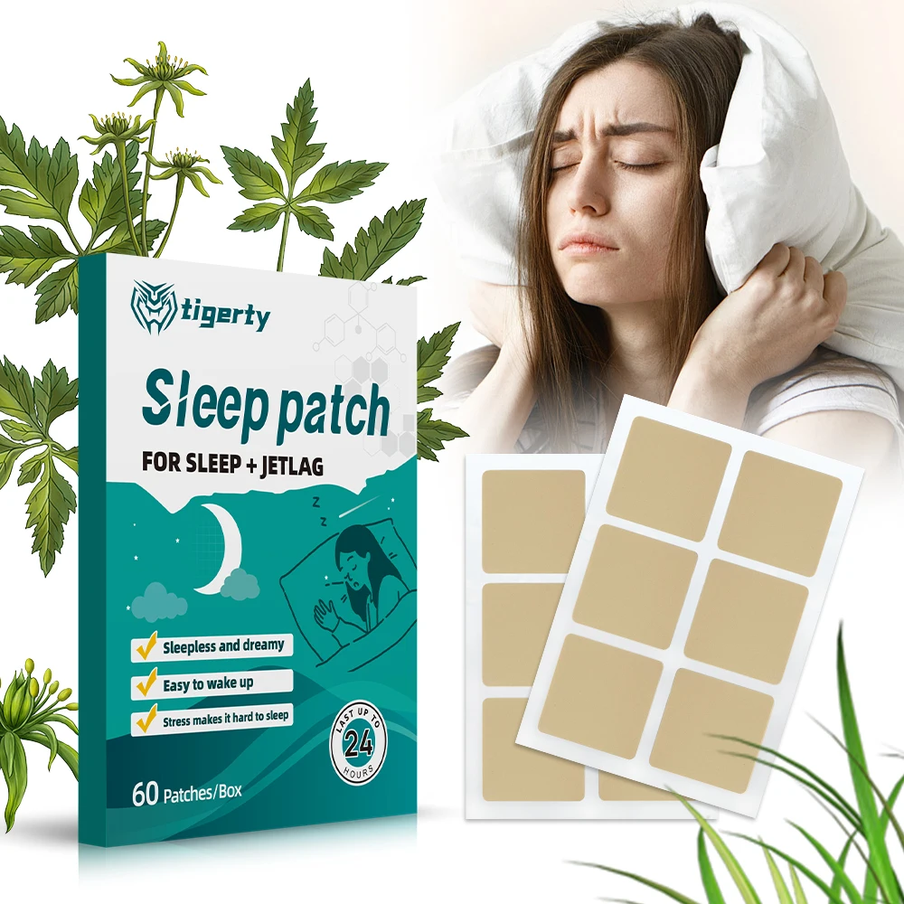 Tigerty Sleep Support Patches (60-Pack) Herbal Relaxation Stickers Natural Sleep Aid for Adults Non-Medicated