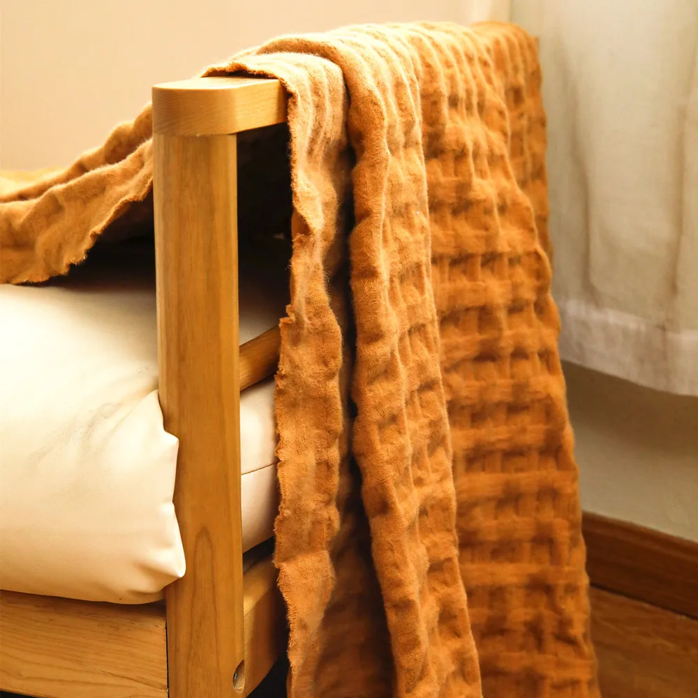 

Waffle Knitted Plaid Throw Blanket for Sofa Couch Bed Summer Decor Bedspread Coverlet Lightweight Soft Travel Queen King XXL Big