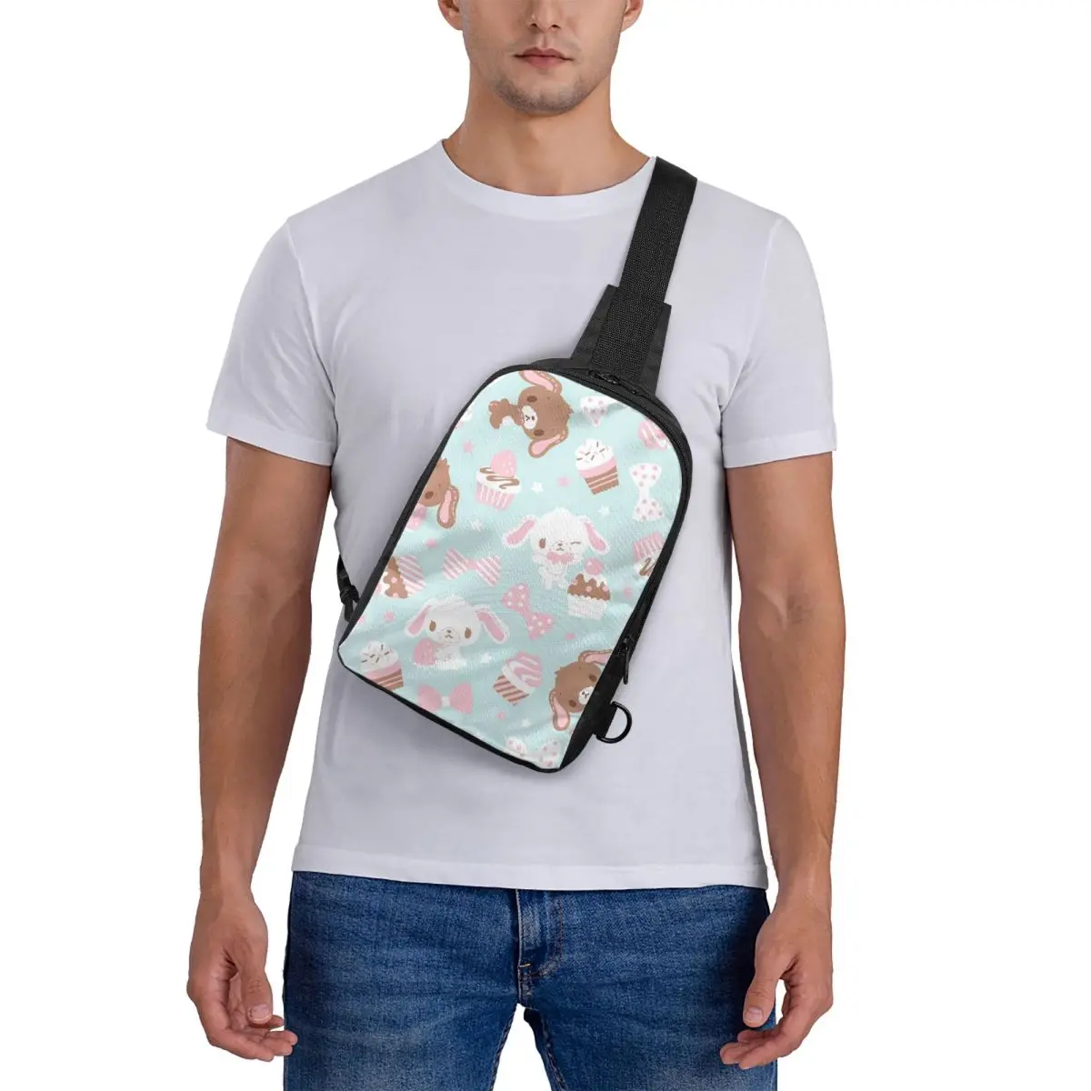 

Sugarbunnies Anime Cartoon Chest Bag Crossbody Backpack Sling Shoulder Bag For Men Traveling Hiking Daypack