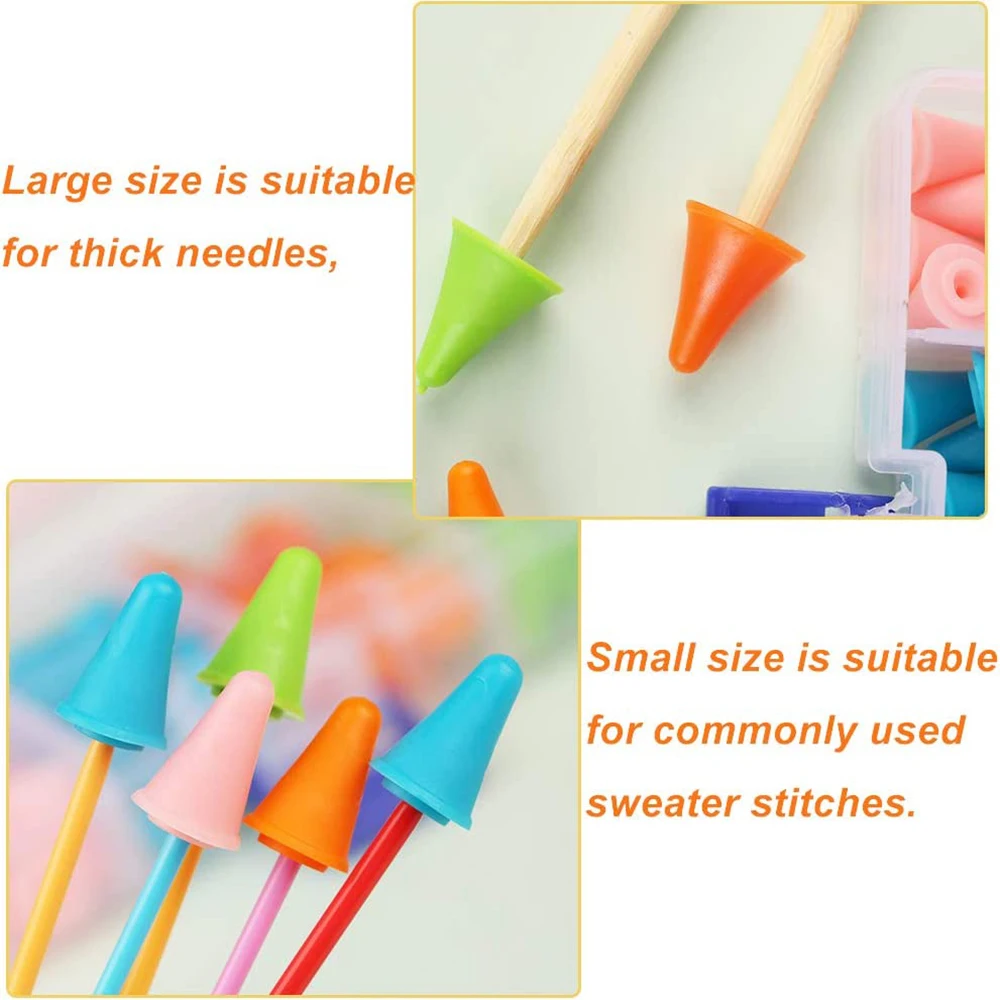 24PCS Multicolor Knitting Needles Point Protectors 2 Sizes Rubber Knitting Needle Caps Needle Tip Stoppers for Knitting Crafting