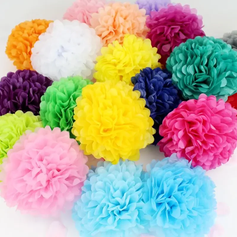 5pcs 10/15/20/25/30/35cm Wedding Decorative Paper Flower Ball Pom Poms 4-14 Inch Balls Party Home Decor Tissue Birthday supplies