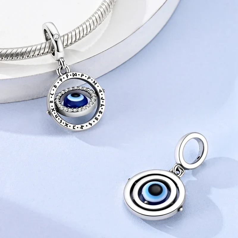 Religious Charms 925 Silver Plated Evil Eye Cross Bible Beads Lamb Jesus Axe Dangle Pendant Fit DIY Bracelet Jewelry Making - view 4