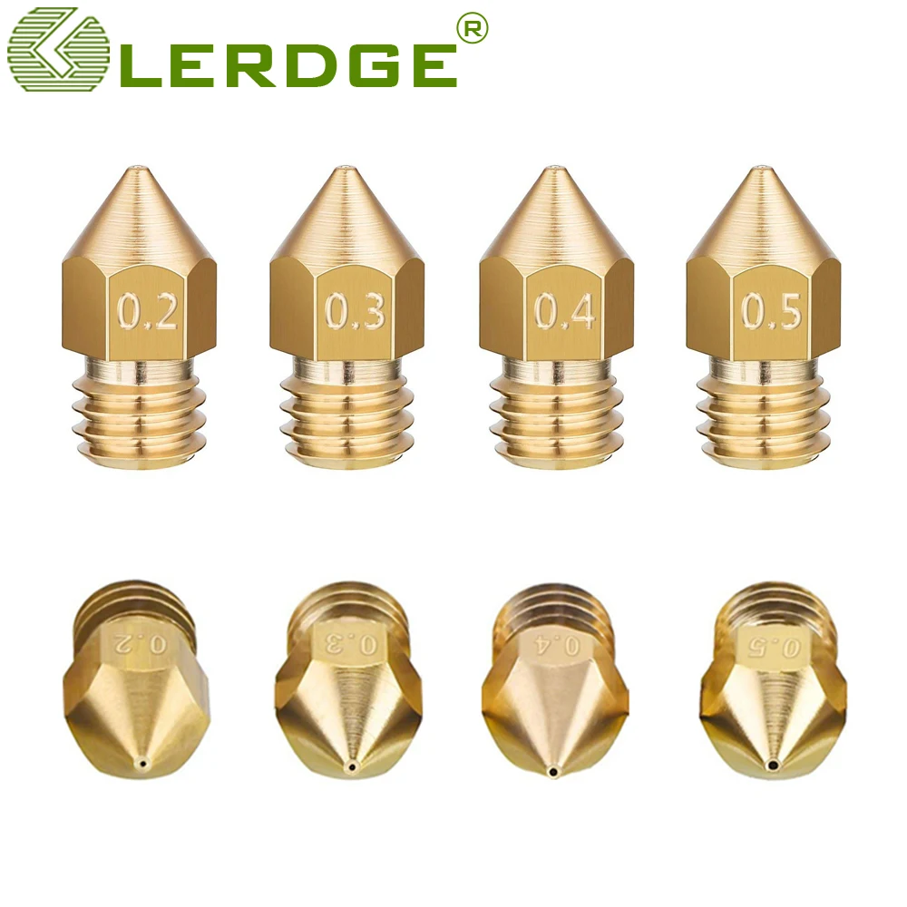 

LERDGE 3d Printer Parts New MK8 Nozzle Print Extruder Hotend 1.75mm Brass Copper 0.2 0.3 0.4 0.5 Makerbot Accessories