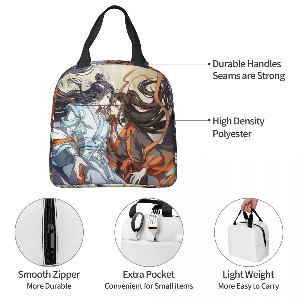 الجامح WangXian الأرنب مو داو زو شي معزول حقيبة الغداء للنساء مكتب برودة صندوق طعام حراري حمل صناديق الغداء الحاويات #4