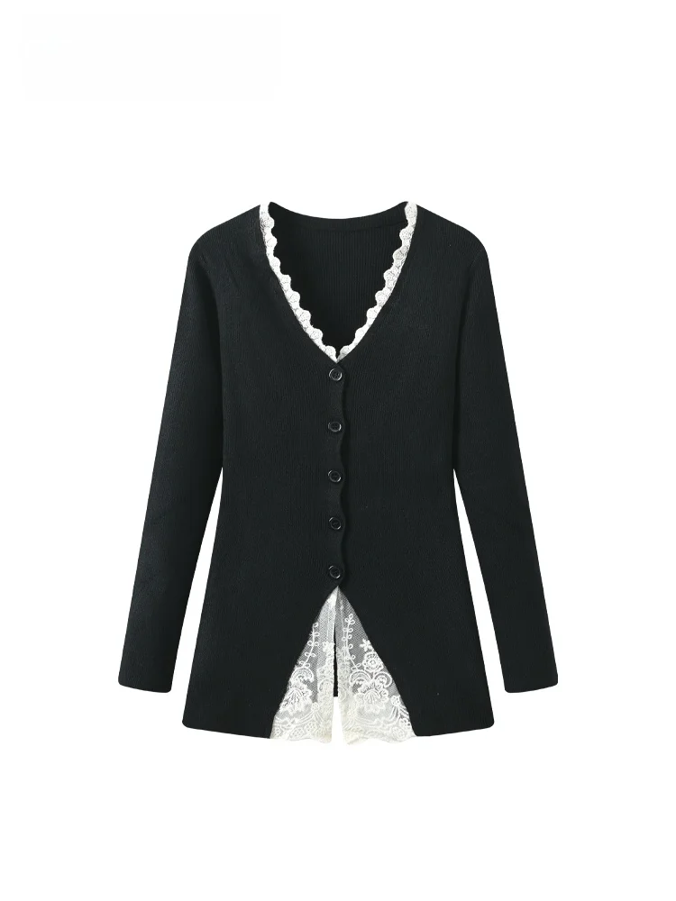 

Женский трикотажный топ Cara CLUB большого размера с V-образным вырезом и длинными рукавами, модный, в стиле пэчворк, больших размеров, весенний, во французском стиле, из полиэфирного волокна