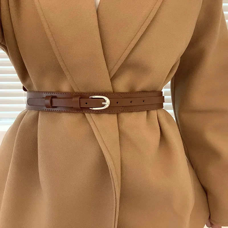 New Korean Creative Belts for Woman Winter Coat Waist Belts Solid Color PU Decorative Belts Woman Wind Coat Accessories