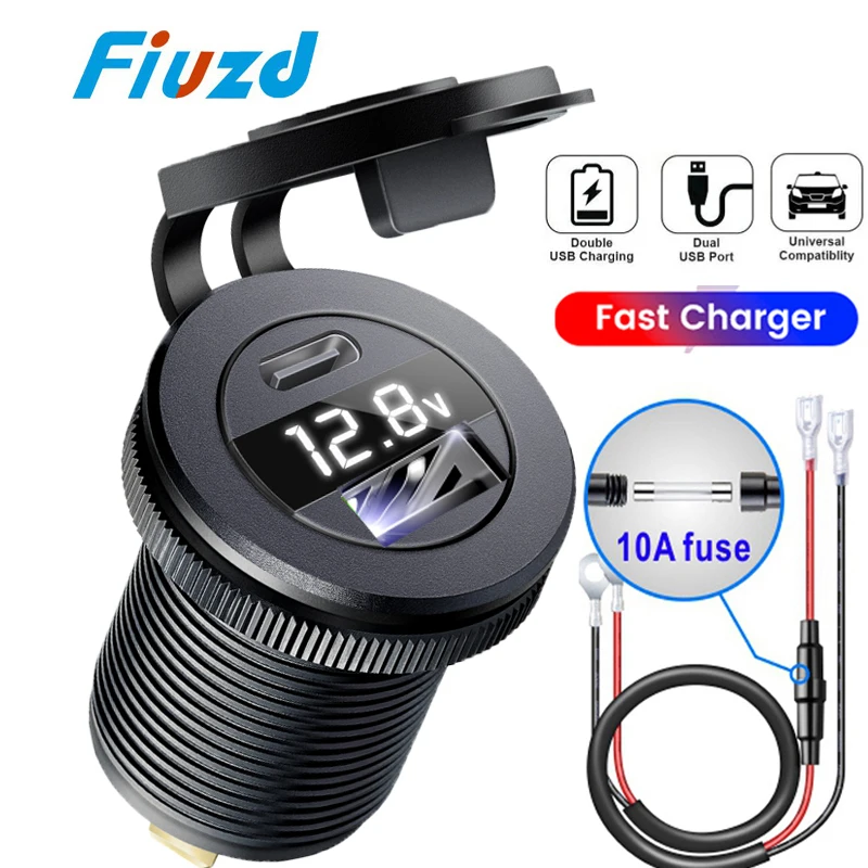 

Usb socket in the car Quick Charge PD 3.0 Power Outlet with LED Voltmeter for 12V 24V Boat