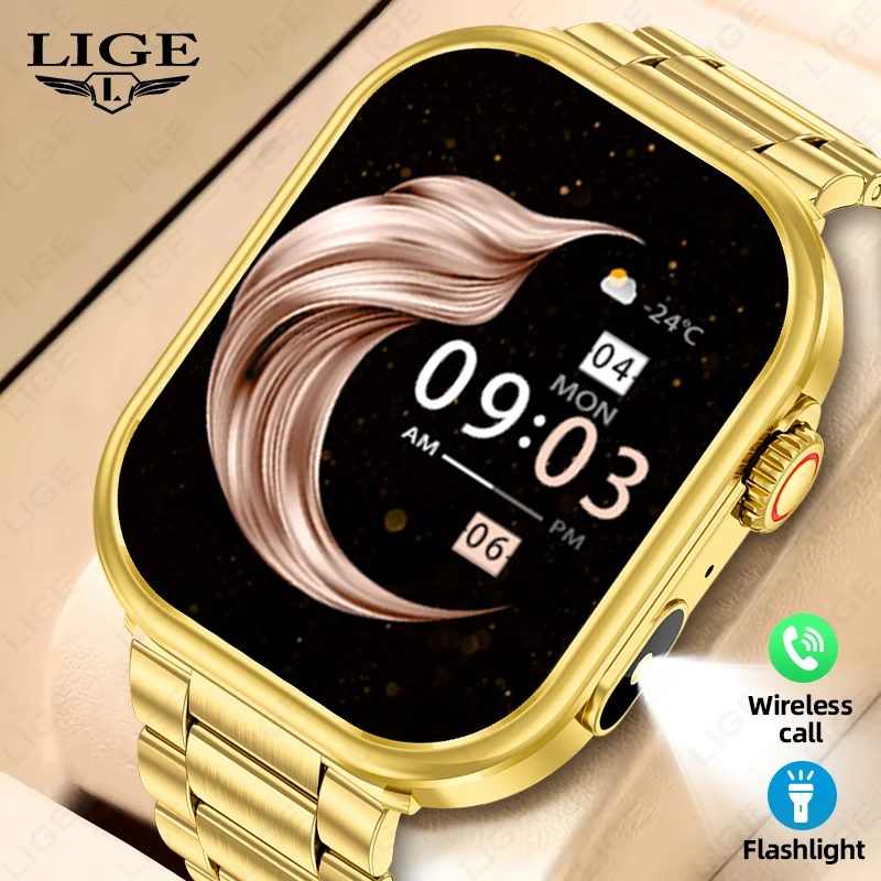 

Новые умные часы для мужчин, светодиодный фонарик, 2,01 дюйма, голосовой помощник, Bluetooth-вызов, монитор сердечного ритма, сна, музыкальные водонепроницаемые умные часы