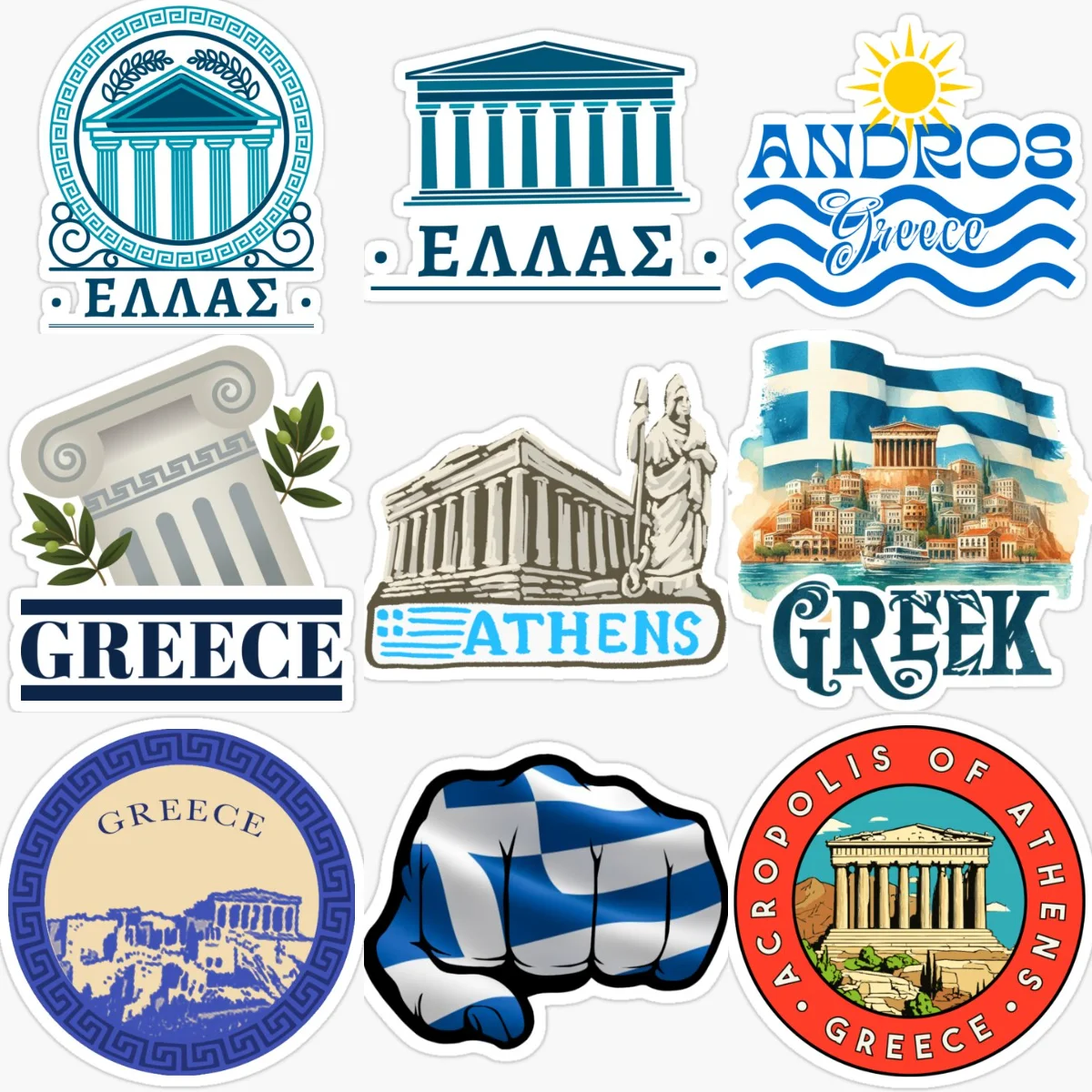 

GR Greece Flag Map Parthenon Emblem Creative PVC Car Stickers for Car Motorcycle Helmet Window Wall Decoration Accessories