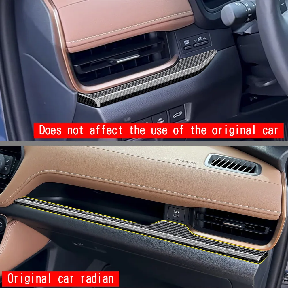 LHD For Toyota Grand Highlander 2024 2025 Carbon Fiber Instrument Panel Decorative Frame Car Dashboard Trim Stripe Cover