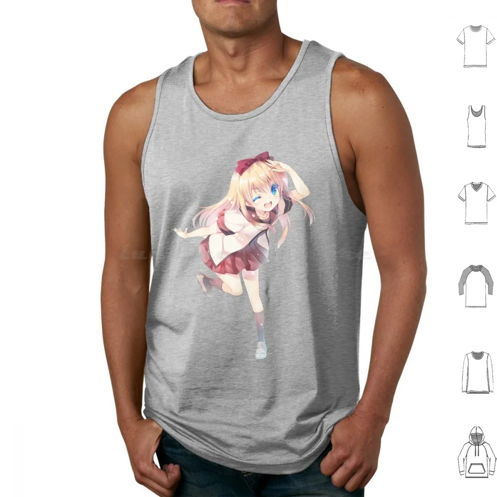 Yuru-Kyoko Tank Tops Vest Sleeveless Anime Yuru Yuru Akari Akaza Akari Akaza Yui Funami Yui Dank Meme Meem Darks Souls Dark