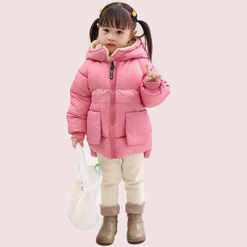 Winter Thickened warmth cotton overcoat for boys girls fashion versatile casual windproof down jacket 1-7 year old kids garments