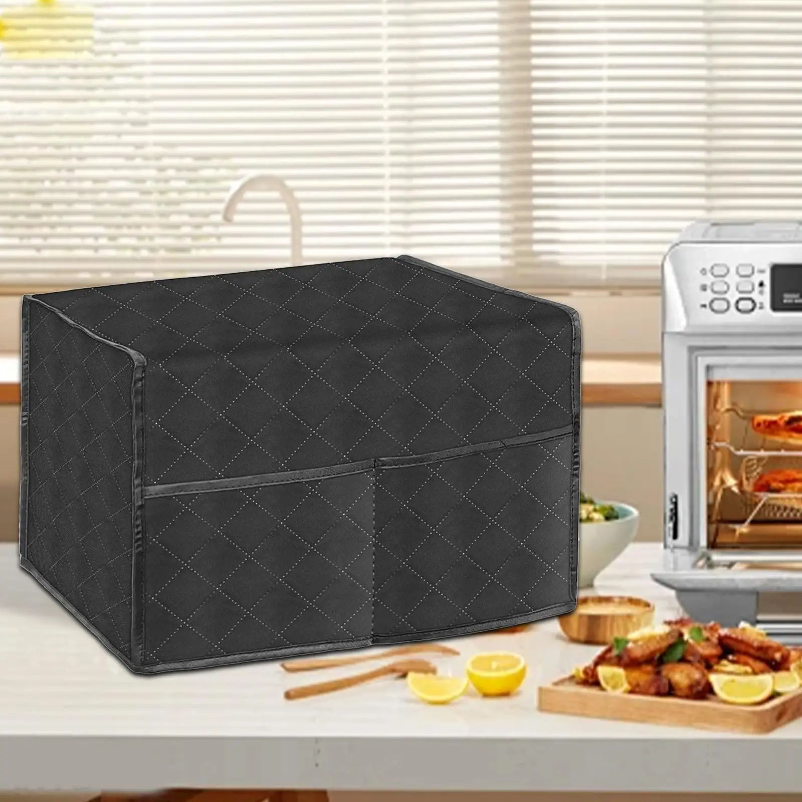전자 레인지 커버 보호 커버, 주방 가전 커버, 튼튼하고 주머니가 있는 보호대 퀼트 오븐 커버