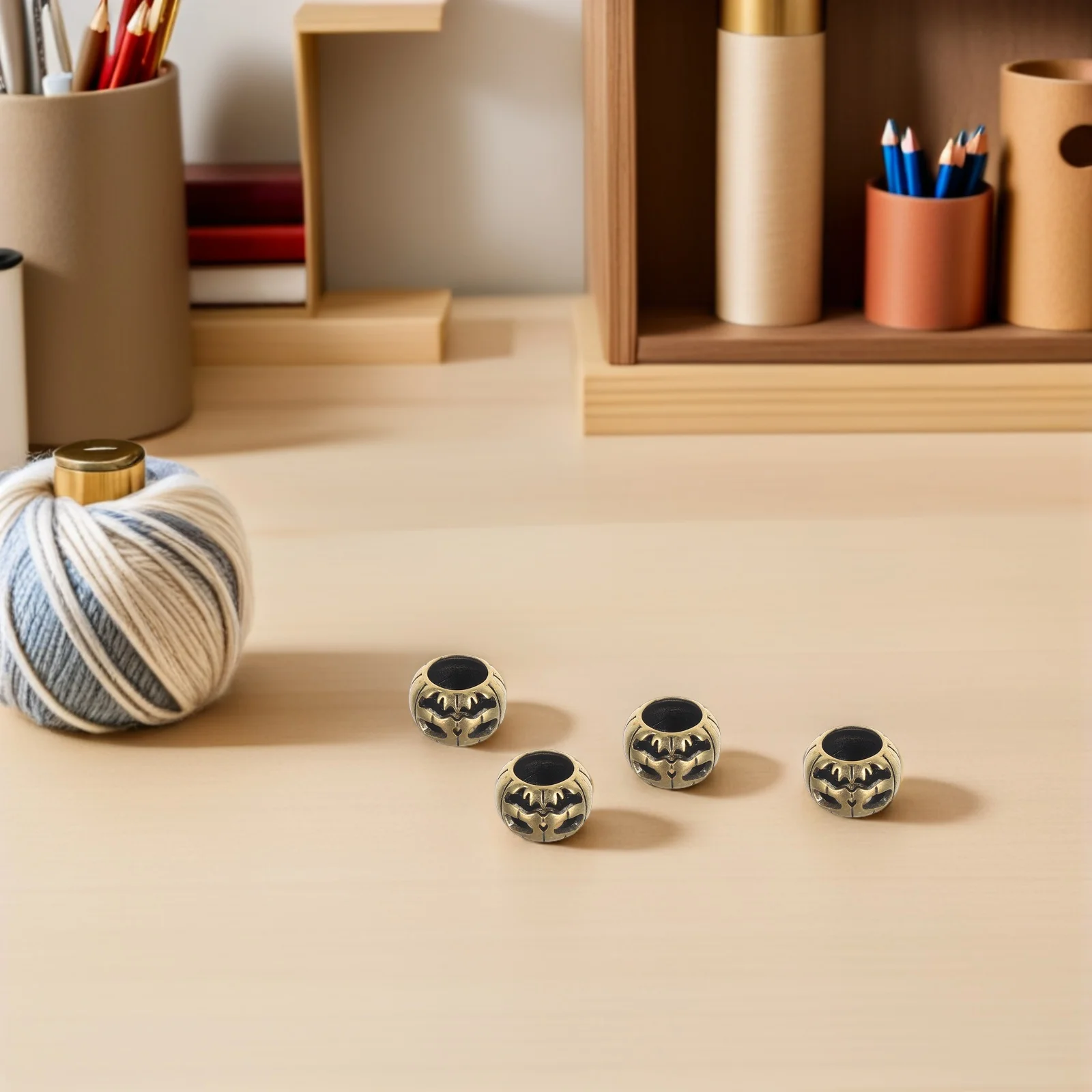 

5Pcs Halloween Vintage Brass Pumpkin Skull Pendants Jewelry Making DIY Keychain Lanyard Accessories Pumpkin Beads Charms