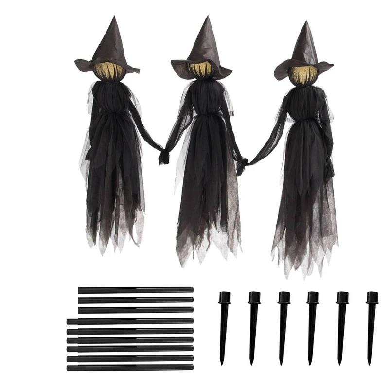 

Halloween Decorations Outdoor Large Light Up Holding Hands Screaming Witches Scary Decor for Home Outside Yard Lawn Garden DXAF