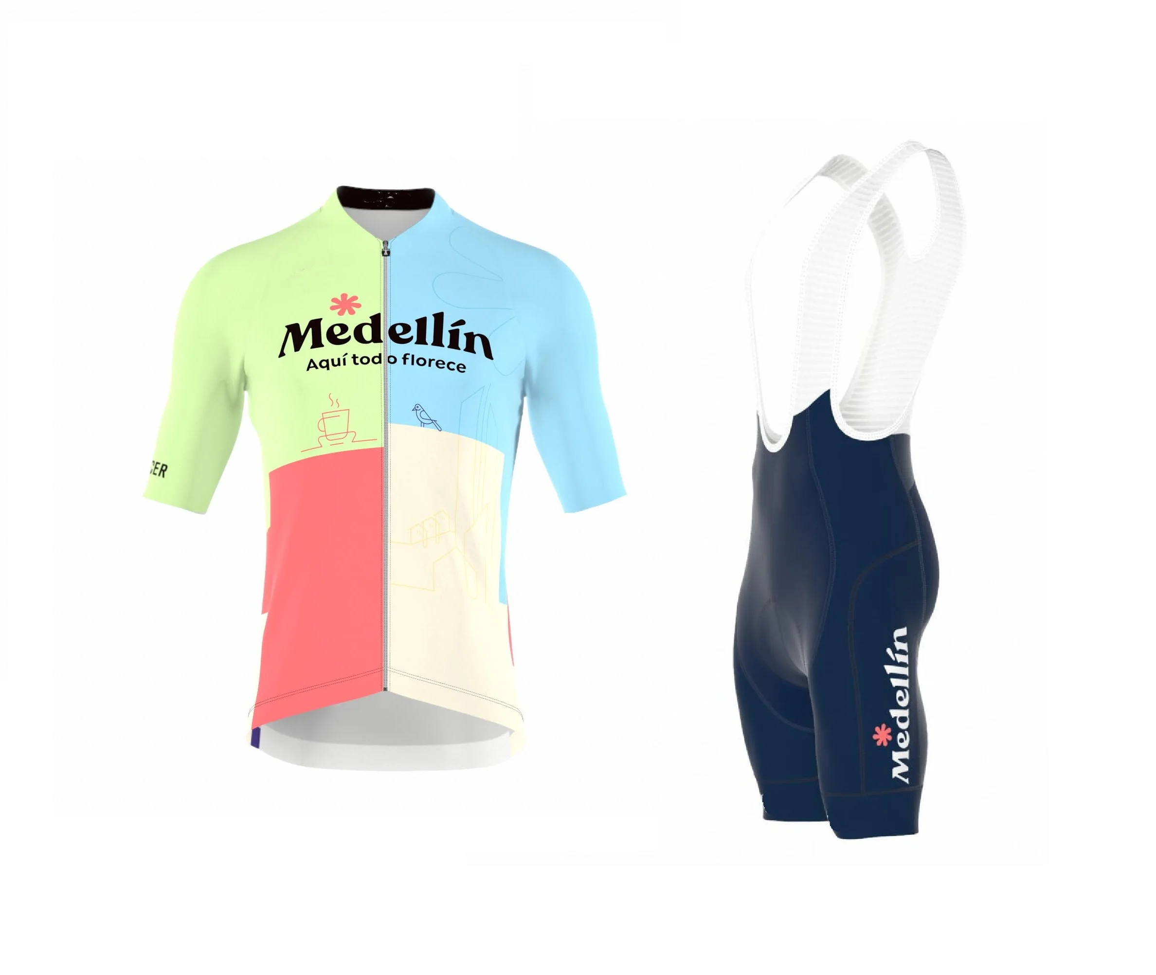 LASER CUT 2023 Medellin - EPM Team New SHORT SLEEVE CYCLING JERSEY SUMMER CYCLING WEAR ROPA CICLISMO+BIB SHORTS