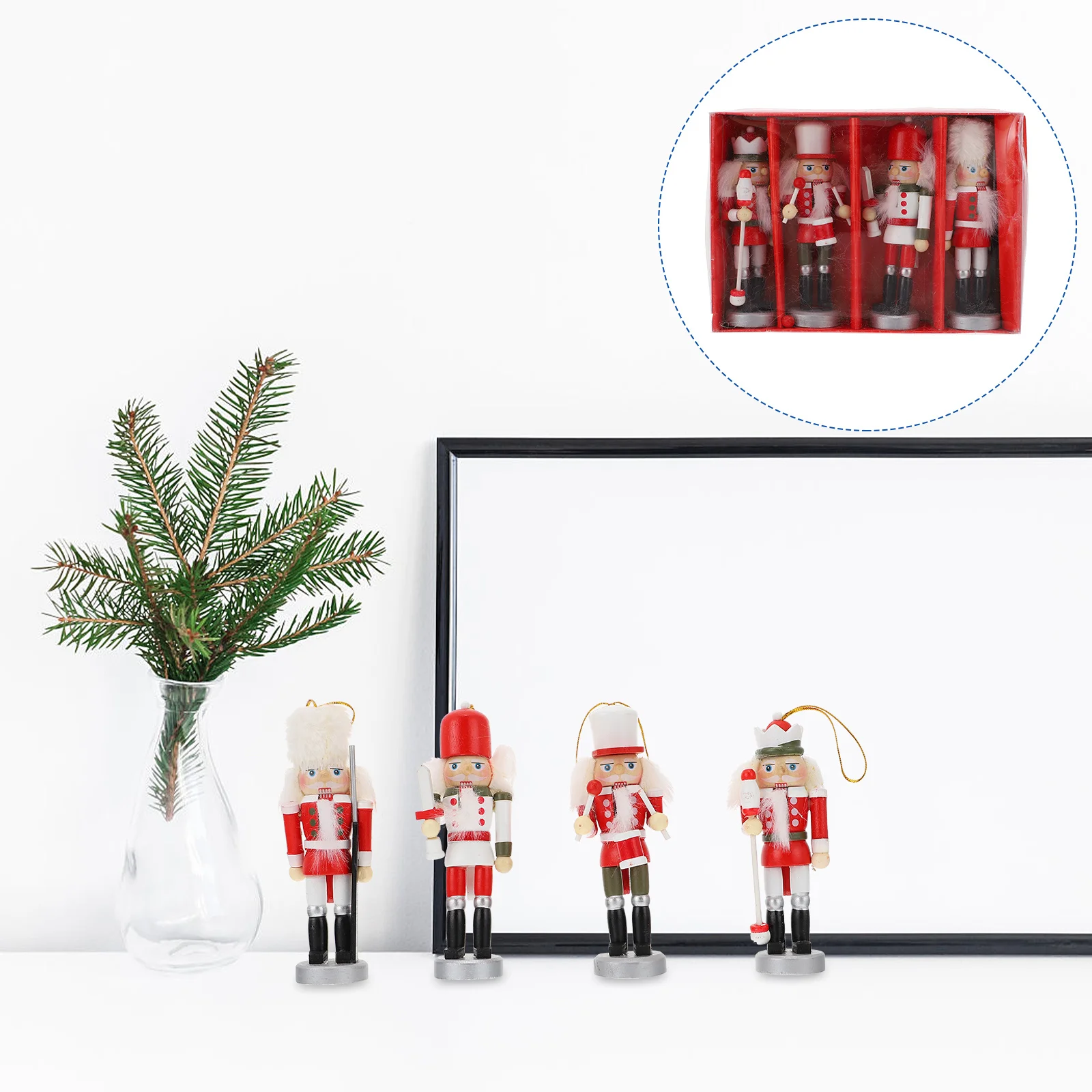 

4Pcs Christmas Nutcrackers Wooden Soldier Decorations Classic Xmas Ornaments Home Festival Table Decoration Gift Set