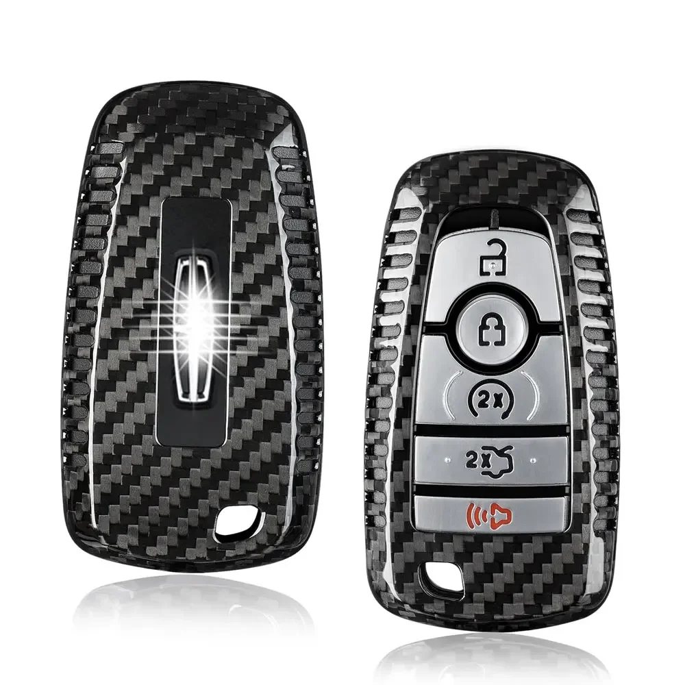 

Carbon Fiber Key Fob Cover For Lincoln Navigator Aviator Corsair Nautilus Key Shell Case Protector For Ford F150 Raptor Bronco