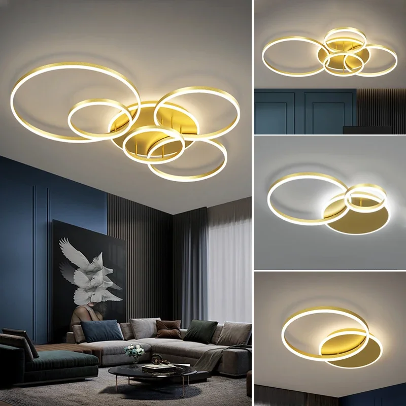 

Modern LED Gold/Black Ceiling Lamp Chandelier For Living Dining Room Bedroom Indoor Lighting Fixture Home Decor Luminaire Lustre