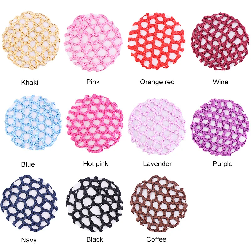 New 1Pcs Net Adjustable Snoods Women Ballet Dance Skating Hair Net Lacework Bun Candy Color High Quality Weave Hairnets Headwear