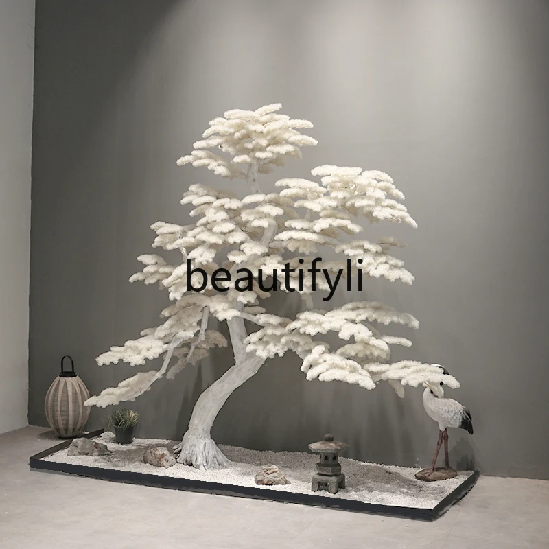 Simulation pine cedar window landscaping large simulation tree Chinese zen decorative fake tree