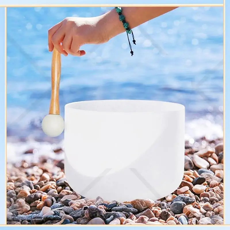 -SPOR Yoga Meditation 8 Inch Crystal Singing Bowl 440Hz Sound Bowls Chakra Quartz Bowls