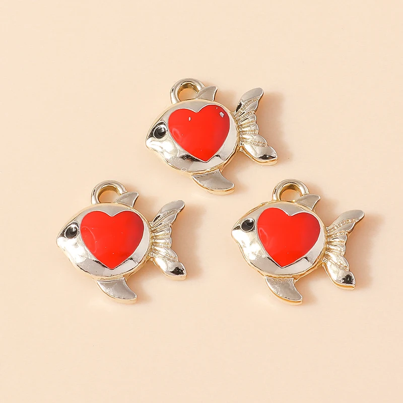 Leslie 10 Stück neue Cartoon bunte Herz Goldfisch Clown Fisch Charms Anhänger für Schlüsselanhänger Ohrringe DIY Schmuckherstellung Zubehör – Detail 7