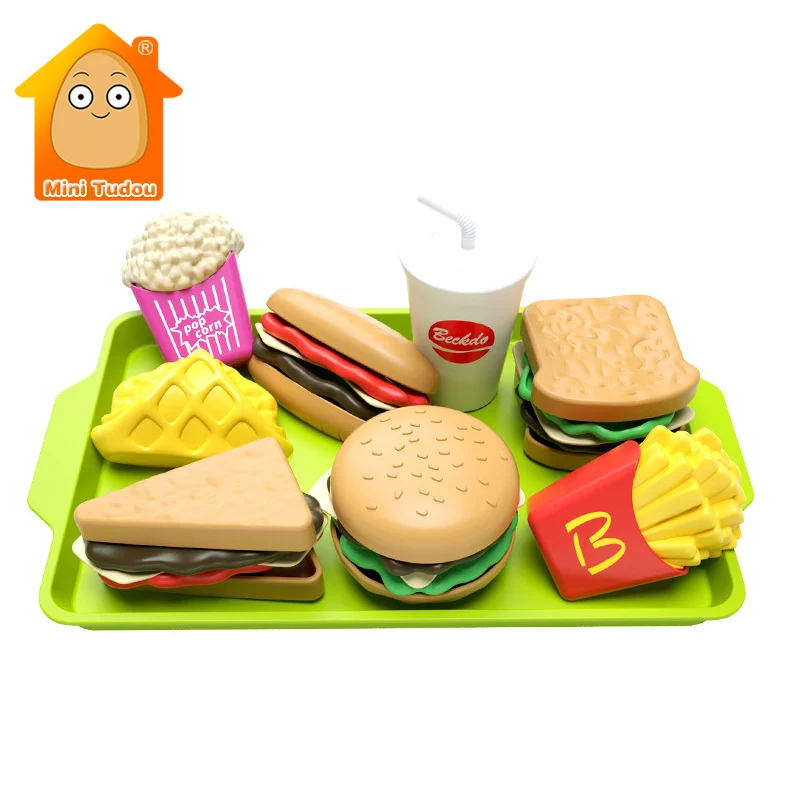 

9 шт. мини ролевые игры, кухонные игрушки, Съемные пластиковые закуски, еда, гамбургер, набор для ролевых игр, развивающие игрушки для детей, для мальчиков и девочек