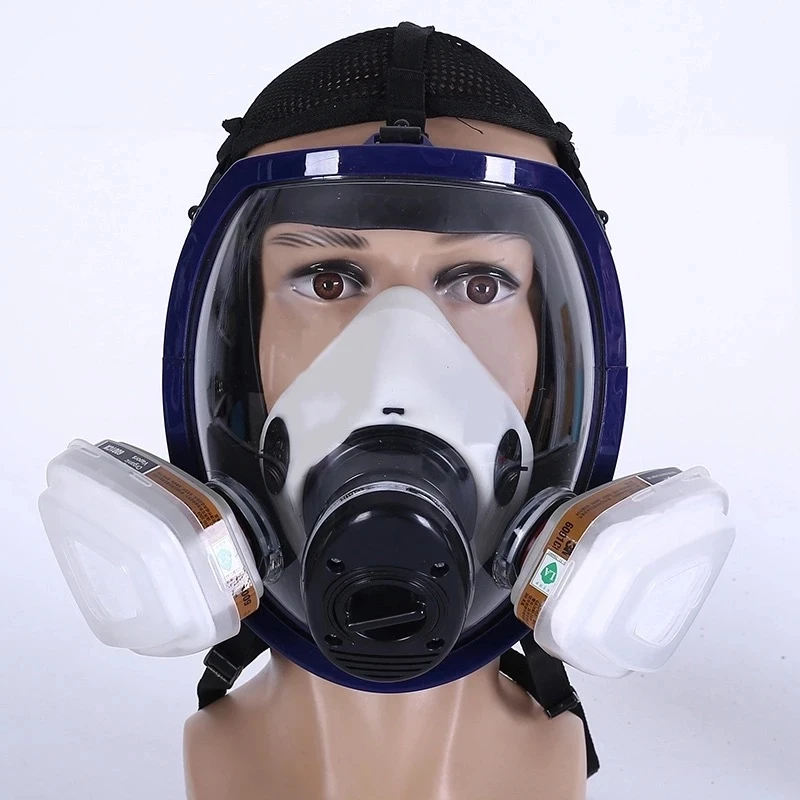 3 ports Multipurpose Full Gas mask spherical Super clear Fully sealed Protective mask Spray paint Industrial pollution gas mask