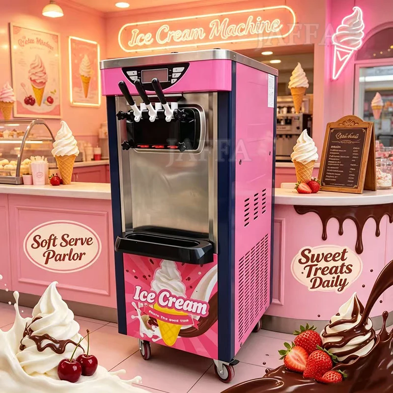Soft Serve Ice Cream Machine For home, Commercial Three Flavors Ice Cream Maker,Touch Screen Puffing Shortage Alarm
