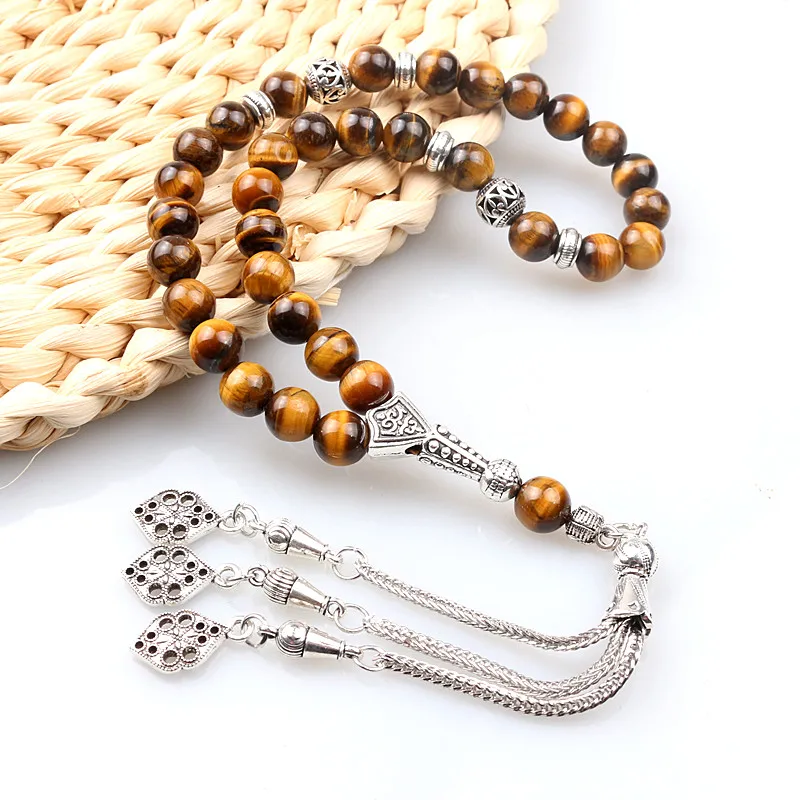 Tasbih Premium Muslim Prayer Beads Made with 8mm Natural Stone Beads for Daily Misbaha and Meditation