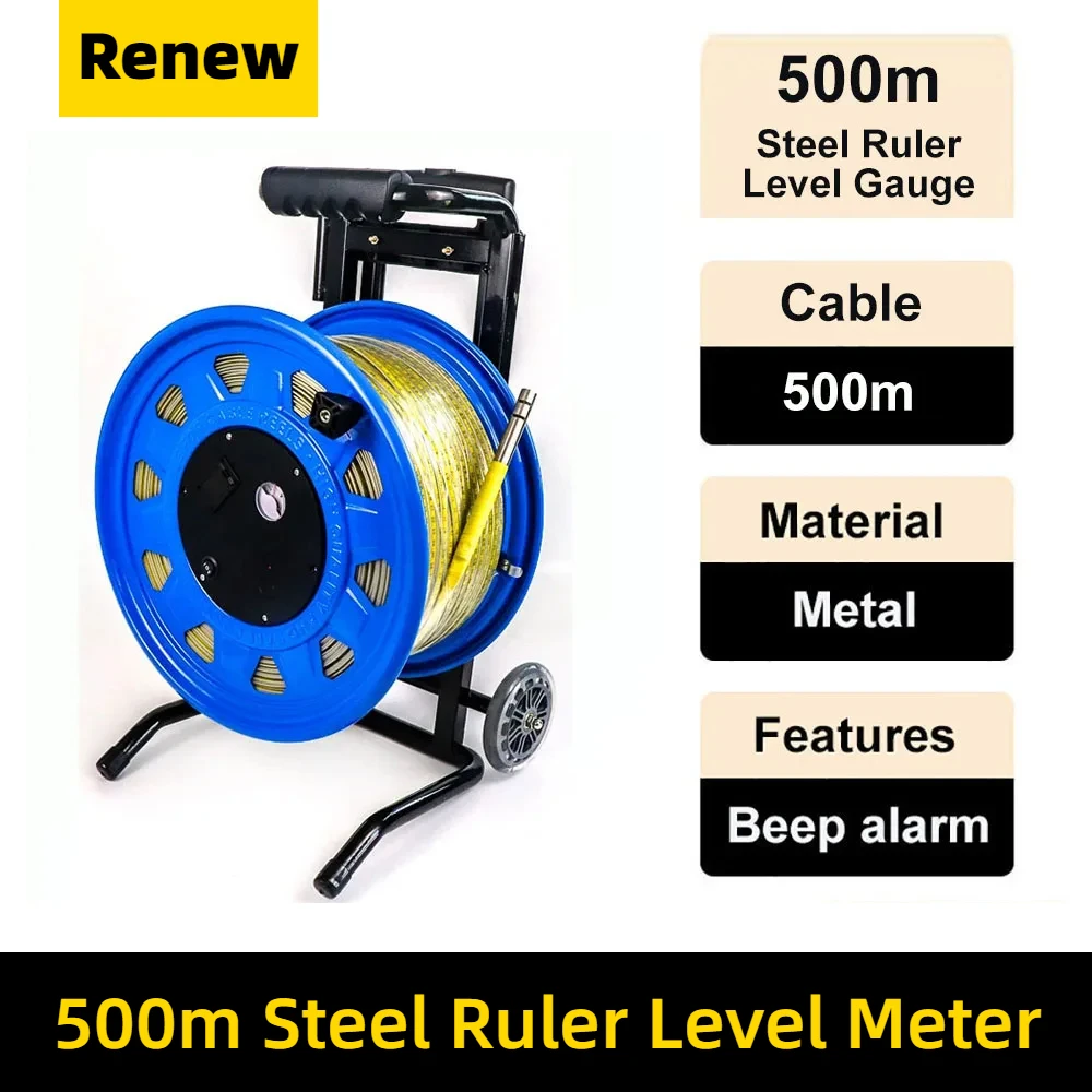 

500m Wheels Water Well Depth Meter Measure Wells Tanks Level Detector Alarm Sounder Deep Water Detection