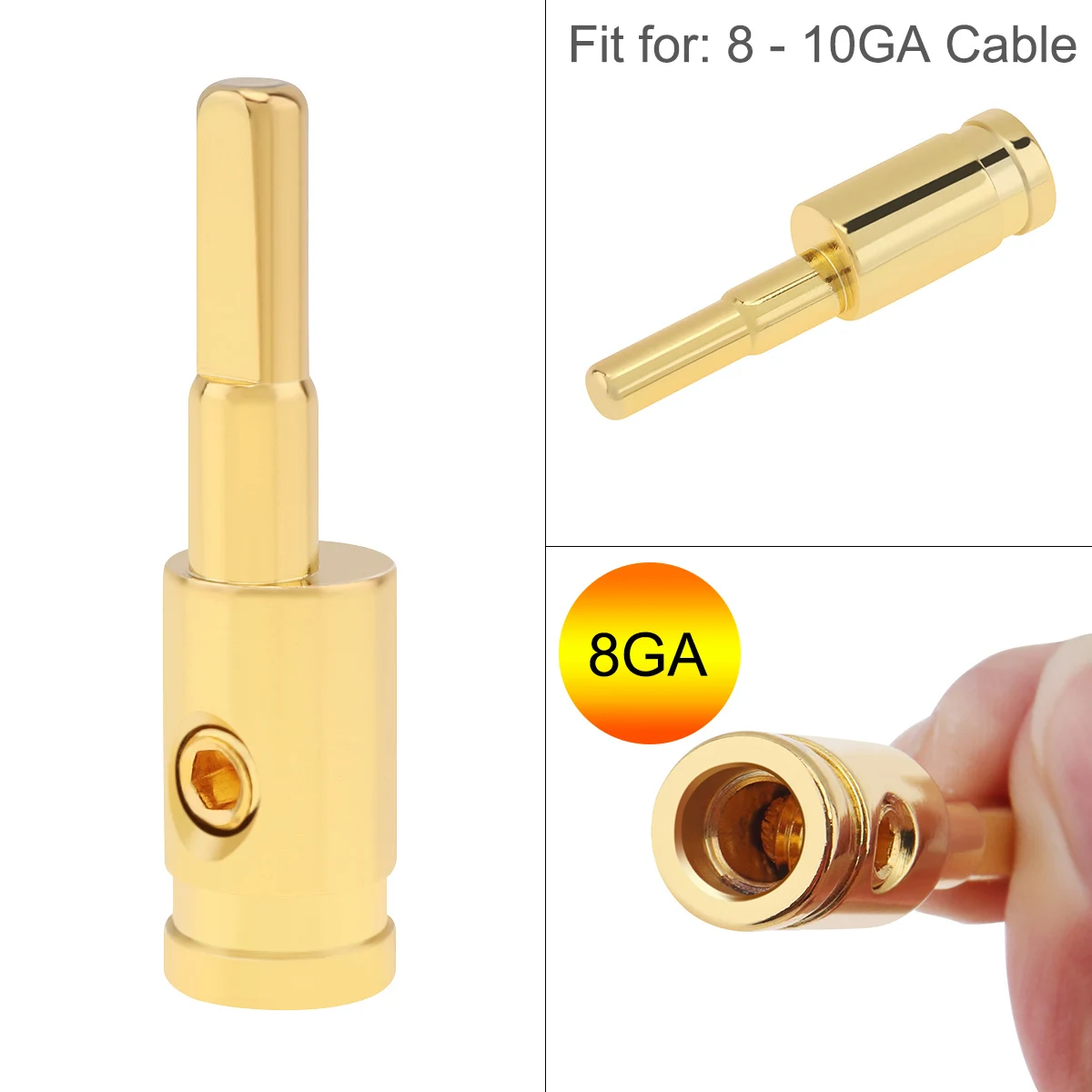 Amp Input Reducer 4 to 6 8 to 10 Gauge Amp Wire Reducer Terminal Power Ground Adapters Gold Plated Brass