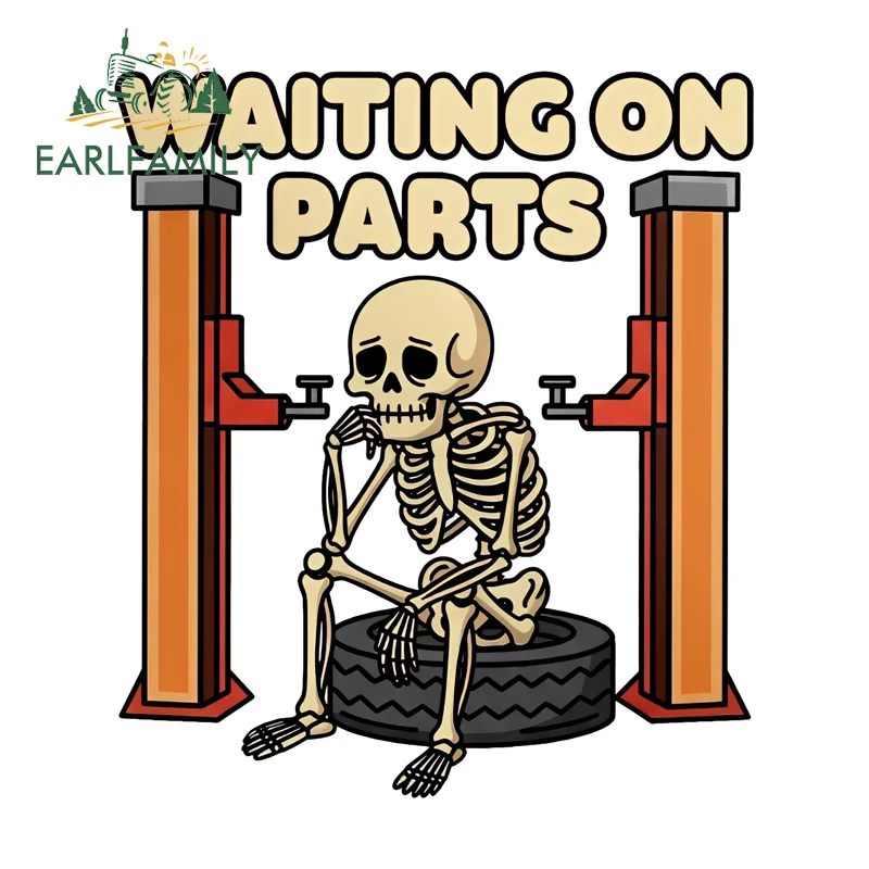EARLFAMILY Waiting On Parts Funny Car Stickers Attractive Creative Toolbox Computer Cooler Decal Suitable For Auto Graffiti