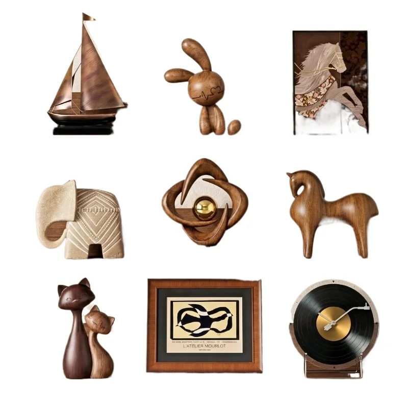 Vintage Ornament Set Aesthetic Luxury Art Decor Niche Retro Statue Set for Home Office Display Cabinet TV Cabinet Decoration
