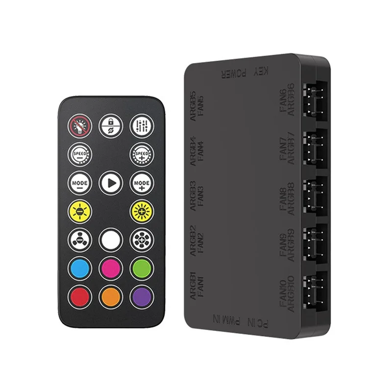 ARGB Cooling Fan Hub10-Port 4Pin 5V-3Pin Fan Controller With Magnetic Computer Case Lighting PWM Fan Splitter