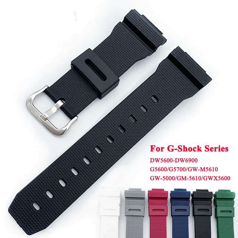 Rubber Watch Band for DW5600 6900 GW-M5610 G5600 5700 GWX-5600 Series Silicone Men Sport Strap Accesories Bracelet