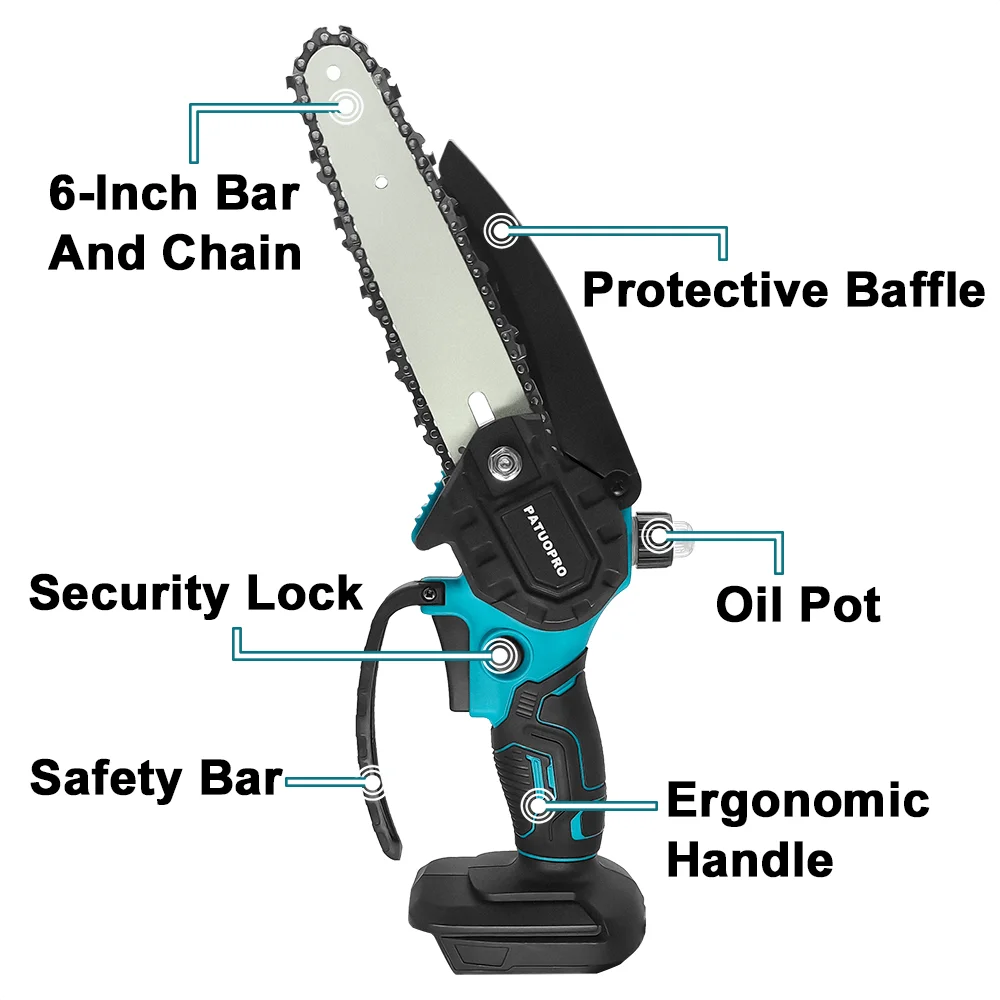 Imagem -04 - Patuopro-portátil Mini Serra Elétrica Handheld Ferramenta Elétrica para Garden Branch Cutter Makita 18v Bateria sem Bateria 6