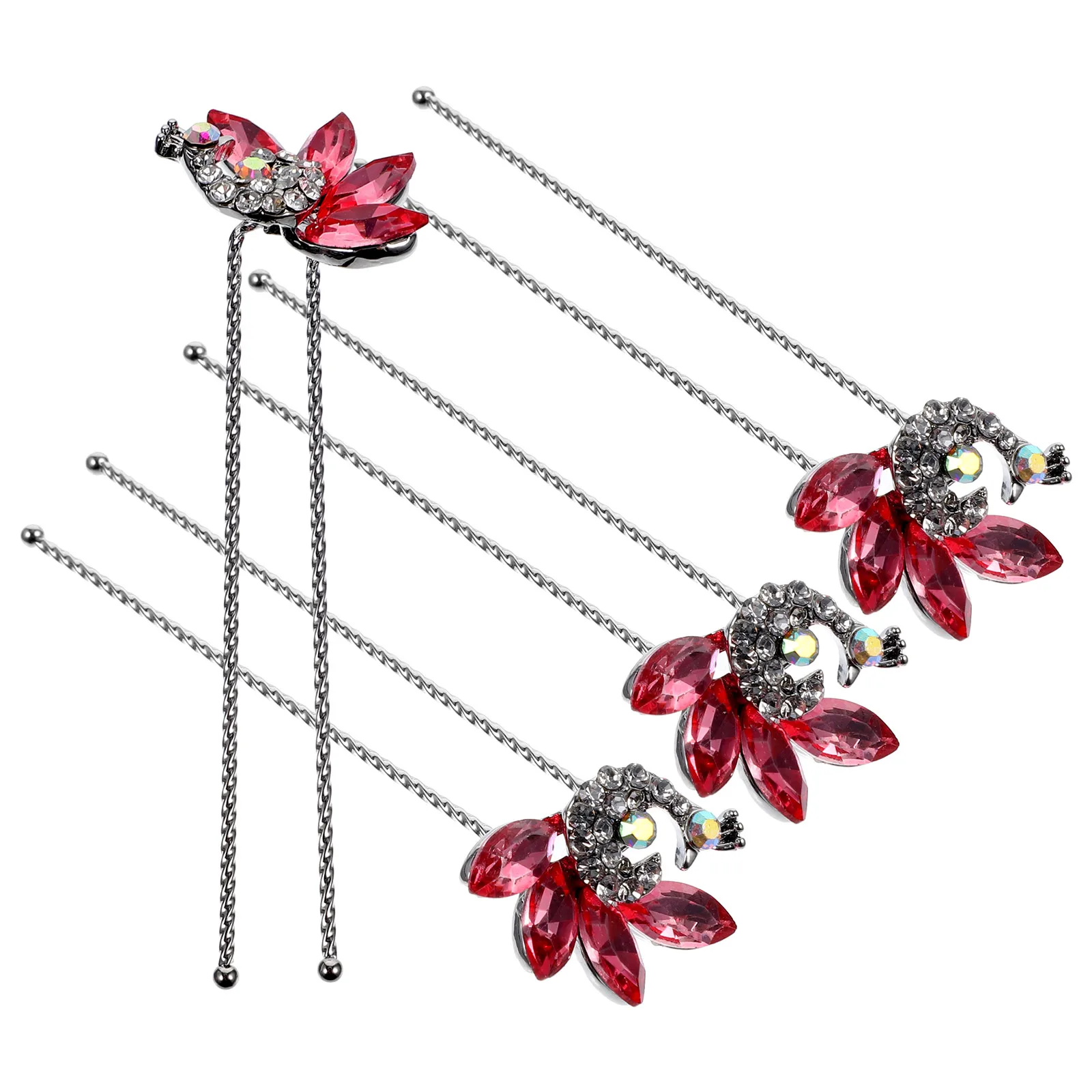 

4 pcs Crystal Hairpin Bridal Wedding Accessories Blue Color Small U Shaped Wedding Hair Accessories Hairpins for Bride
