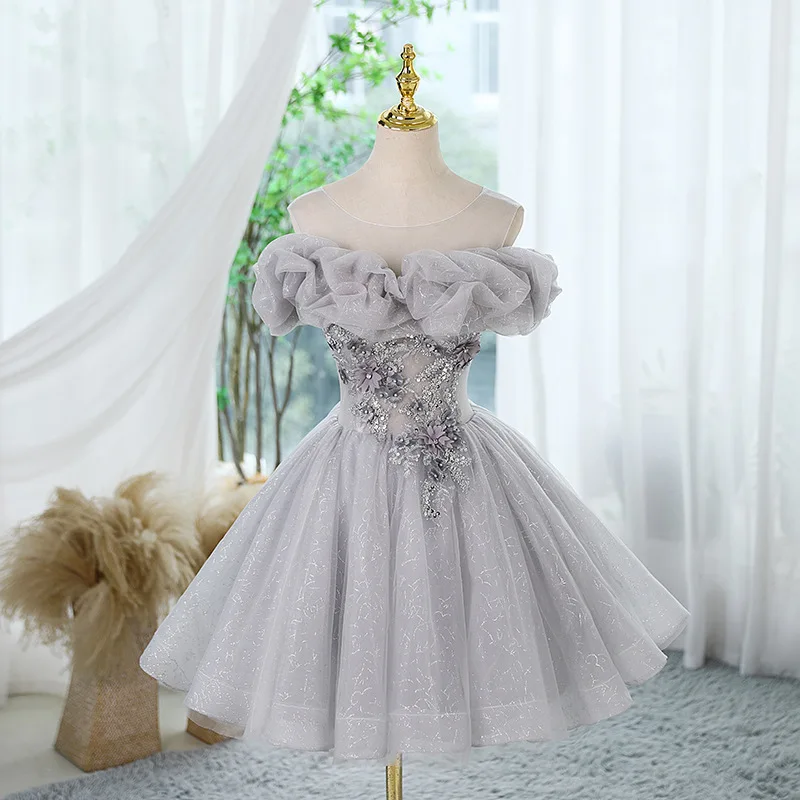 

Cross-border dress princess dress female 2023 new birthday party fairy adult ceremony short petite wedding dress