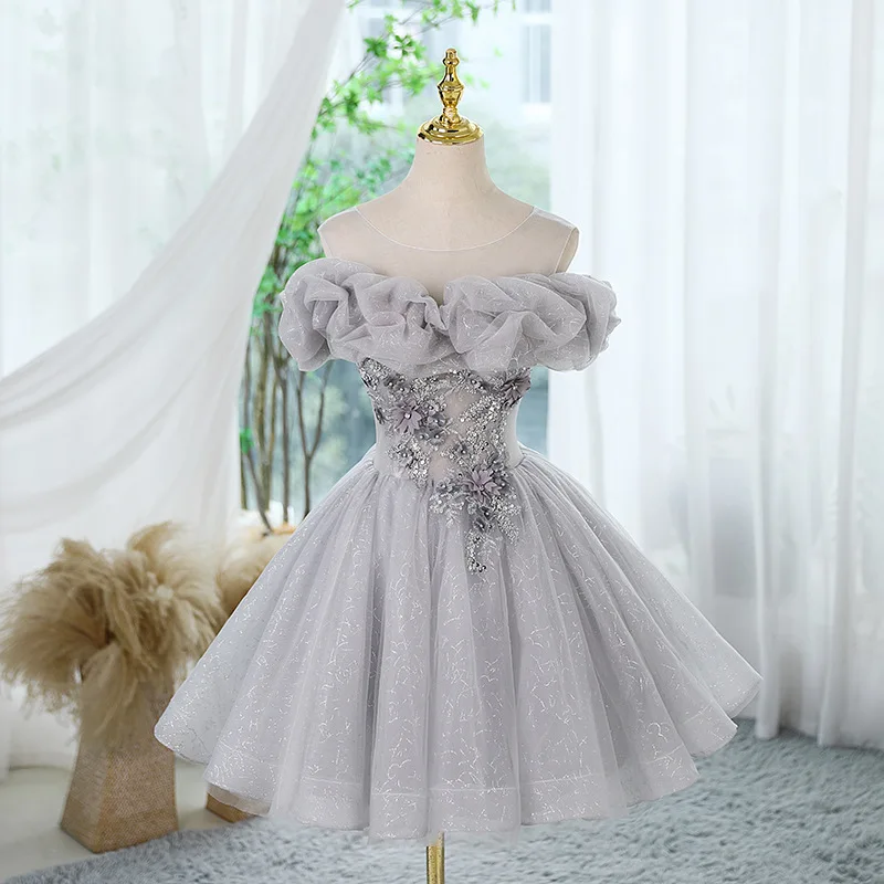 Vestido cruzado de princesa para mujer, Vestido corto de boda para fiesta de cumpleaños, ceremonia de hadas para adultos, 2023