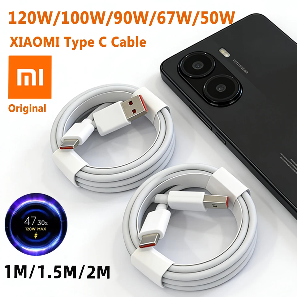 Cable USB Tipo C Original Xiaomi de 120W 100W 90W, Cargador Turbo Rápido, Cable para Mi 15 14 13 12 T Pro 11 Ultra Poco X6 X7 X8 F8 Redmi Note