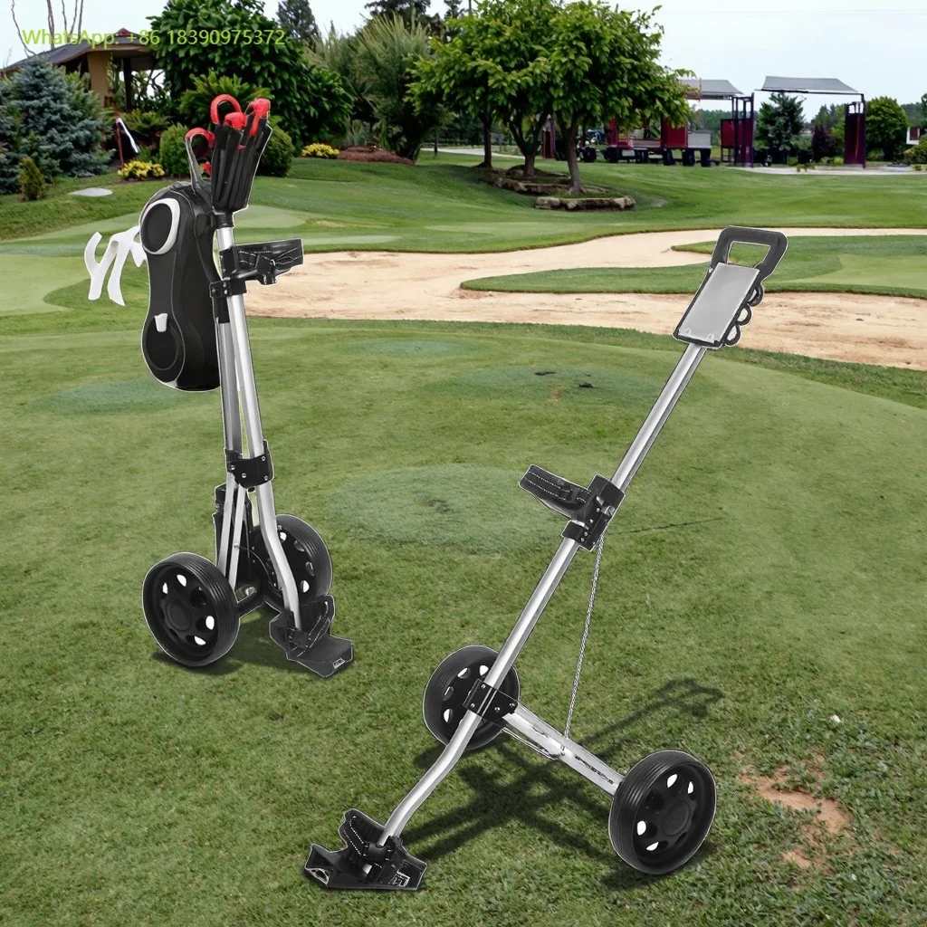 

Two-Wheel Foldable Multi-Function Aluminum Alloy Golf Cart with Convenient Storage Supplies Custom Push Trolleys