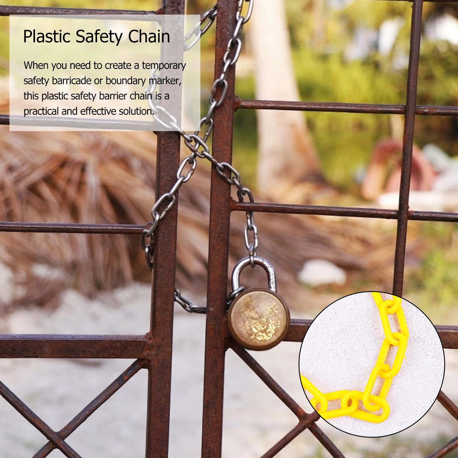 

Plastic Safety Chain 10m Yellow Lightweight Durable Road Barrier Chain Crowd Control Caution Security Protective