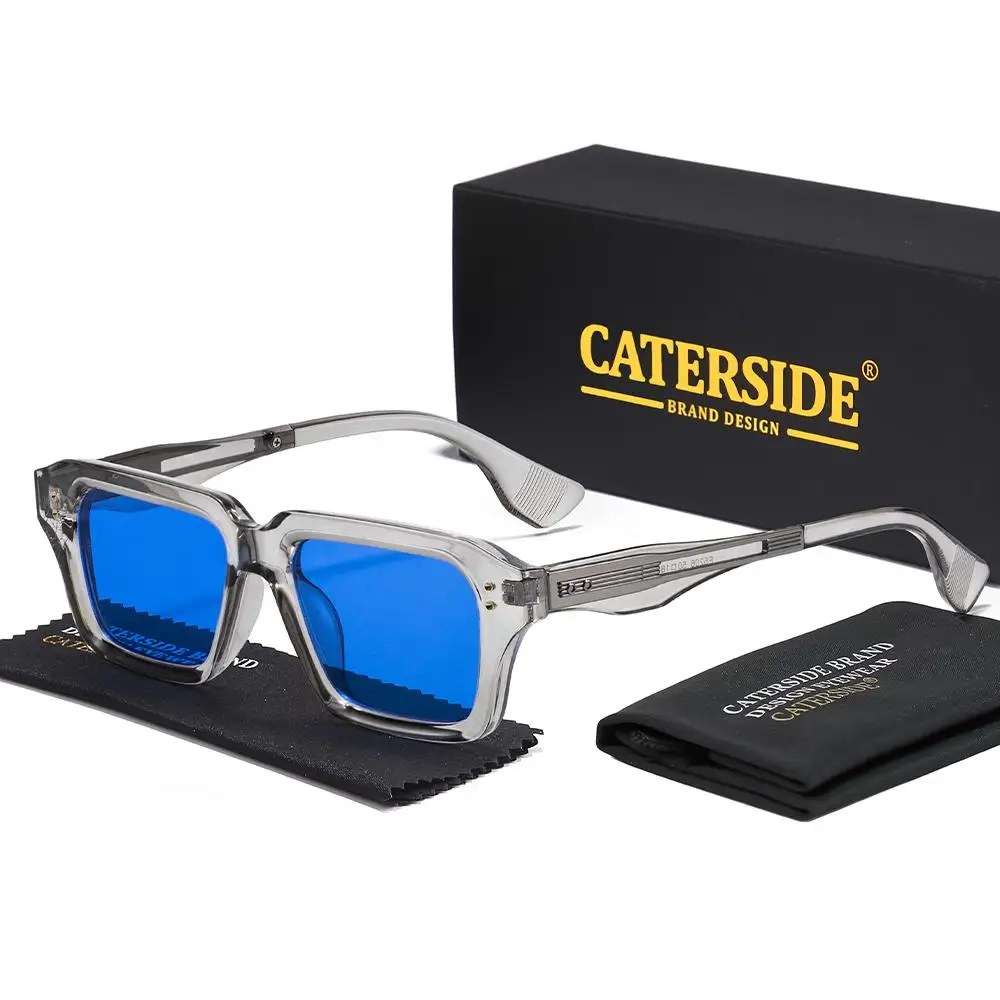 CATERSIDE Neue quadratische Sonnenbrille für Herren, Premium-PC-Rahmen mit Metallbügel, UV400, für Damen, Retro-Mode, Fahrdekoration, Brillen – Detail 17