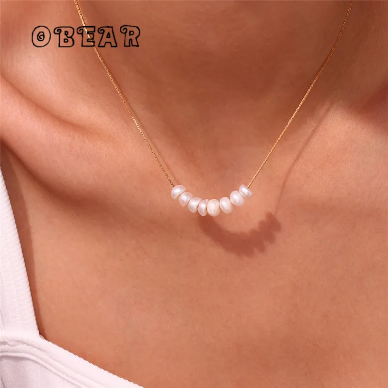 

316L Stainless Steel Irregular Natural Freshwater Pearl Necklace Women New Trend Waterproof Versatile Jewelry Gift