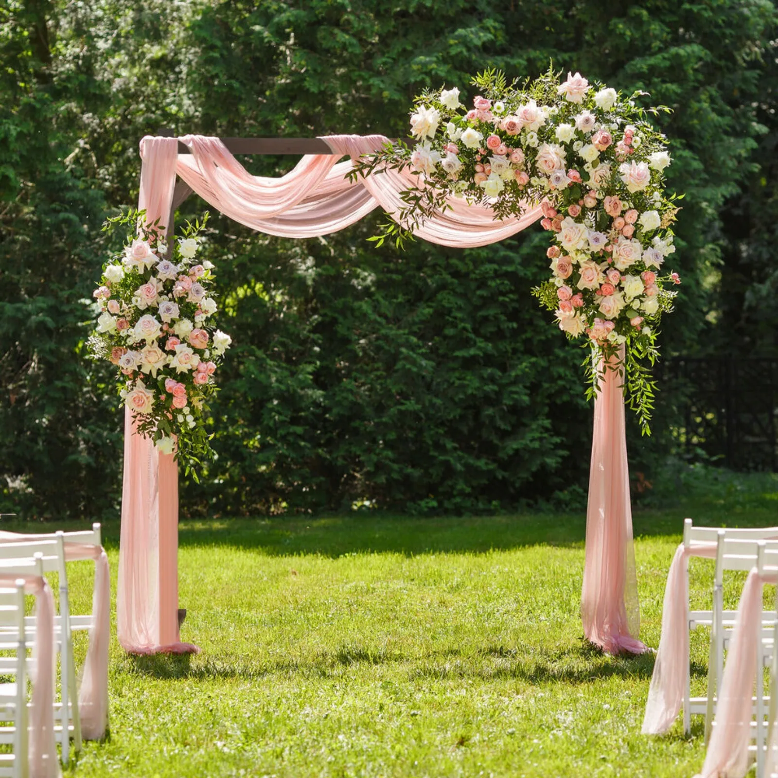 US  7.2FT Rustic Square Wooden Wedding Arch for Ceremony Indoor Outdoor Lawn Party